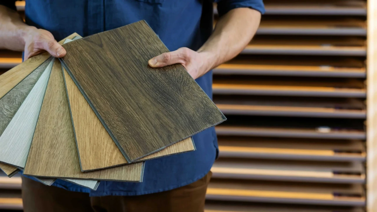 Professional installer performing engineered hardwood flooring installation